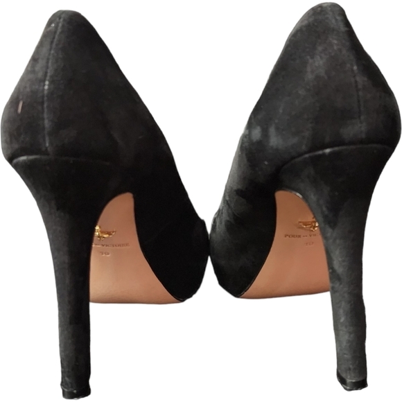 Pour La Victoire Black Suede Platform Heels Size 10 - Picture 2 of 7